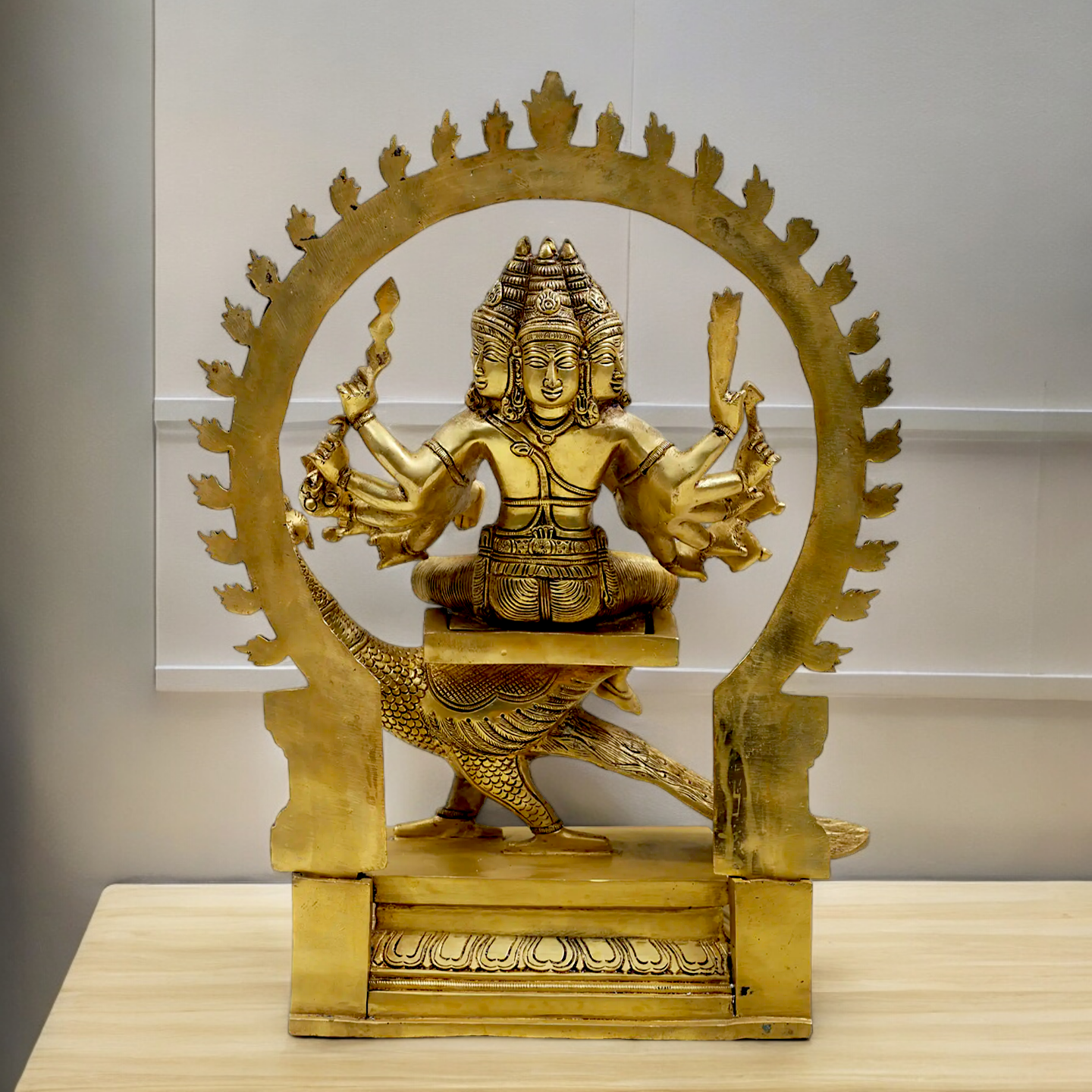 Solid Braas Murugan Kartikeya with peacock idol - 17.5 Inches Nikuressence