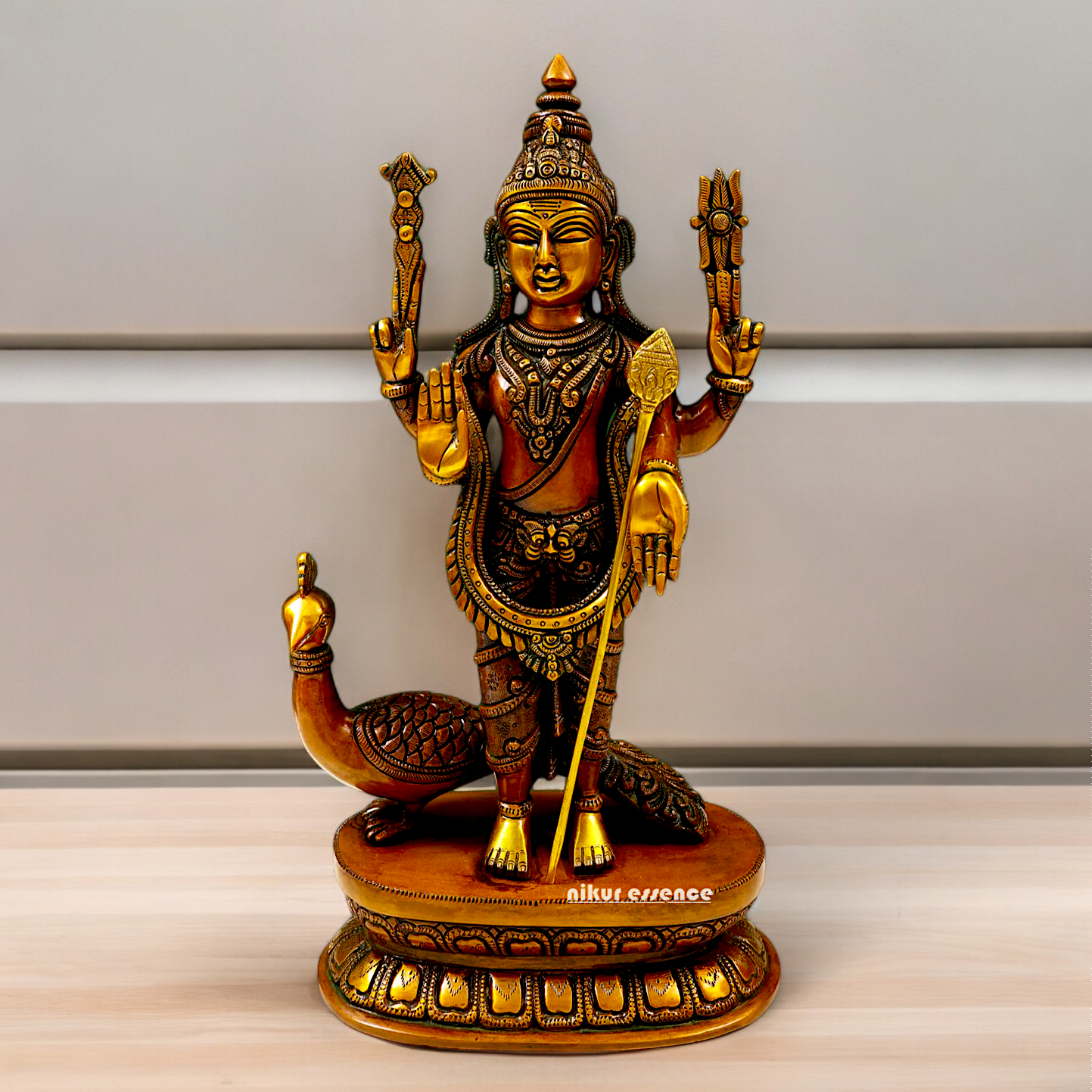 Lord Swamy Murugan Brass Idol - 16.30 inches Nikuressence