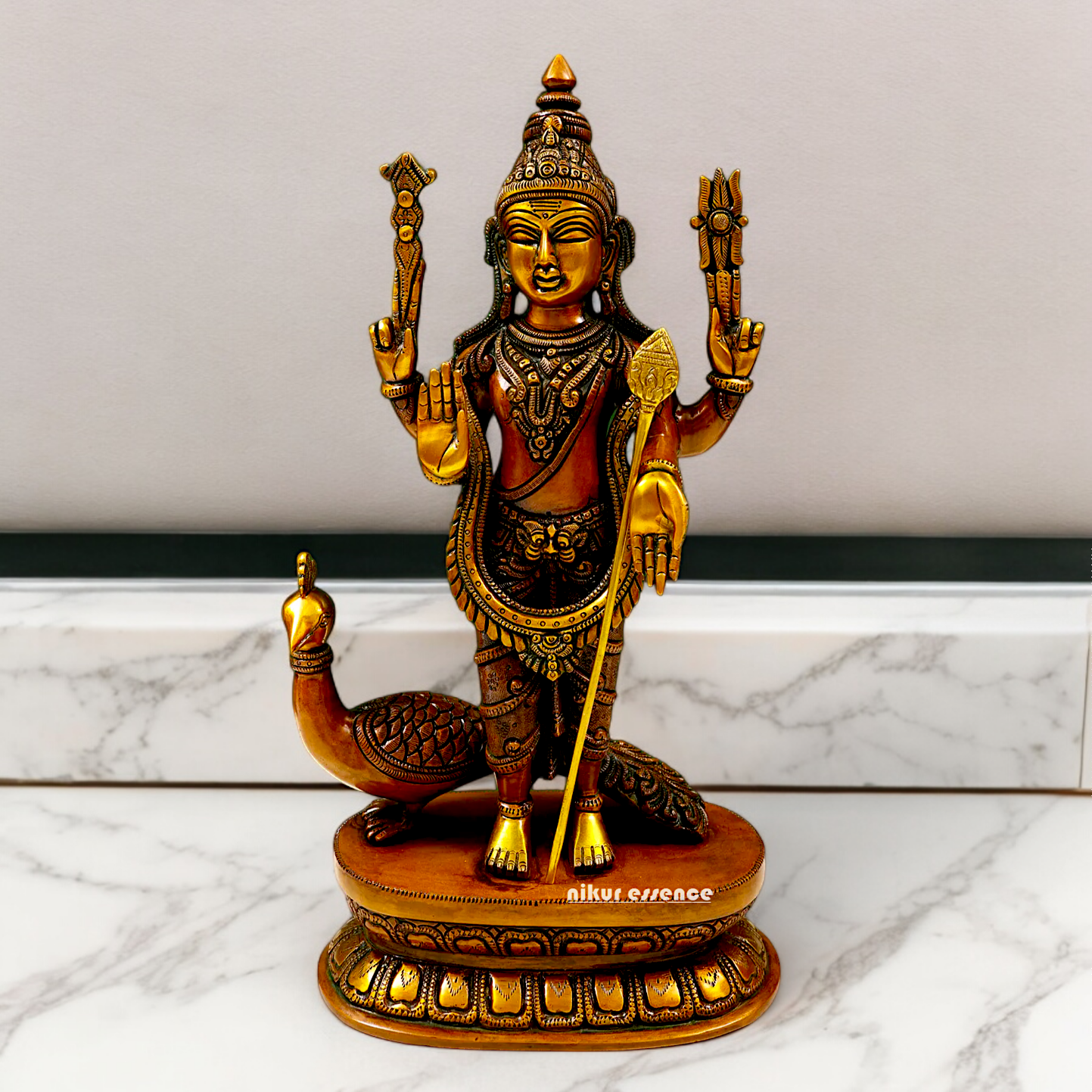 Lord Swamy Murugan Brass Idol - 16.30 inches Nikuressence