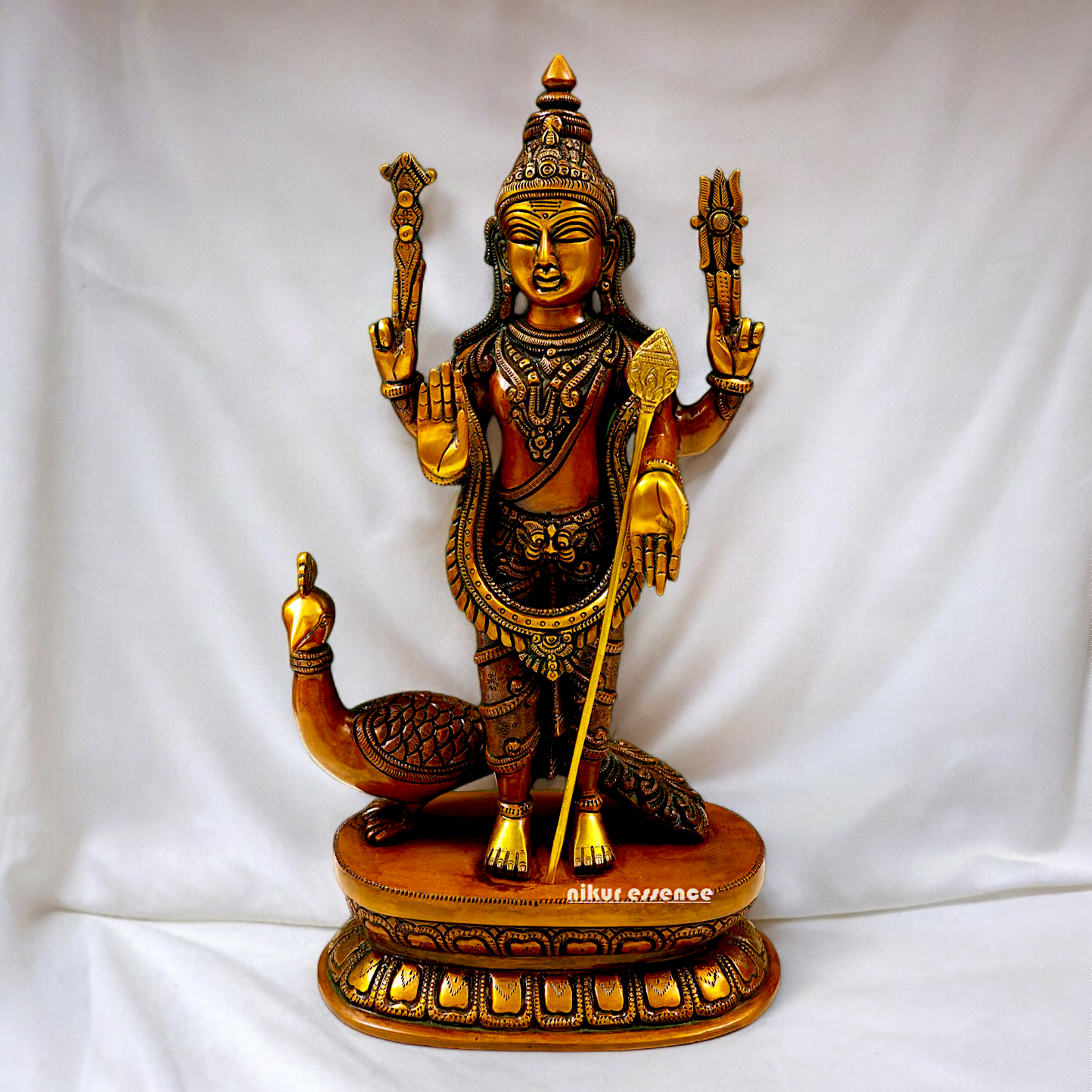 Lord Swamy Murugan Brass Idol - 16.30 inches Nikuressence