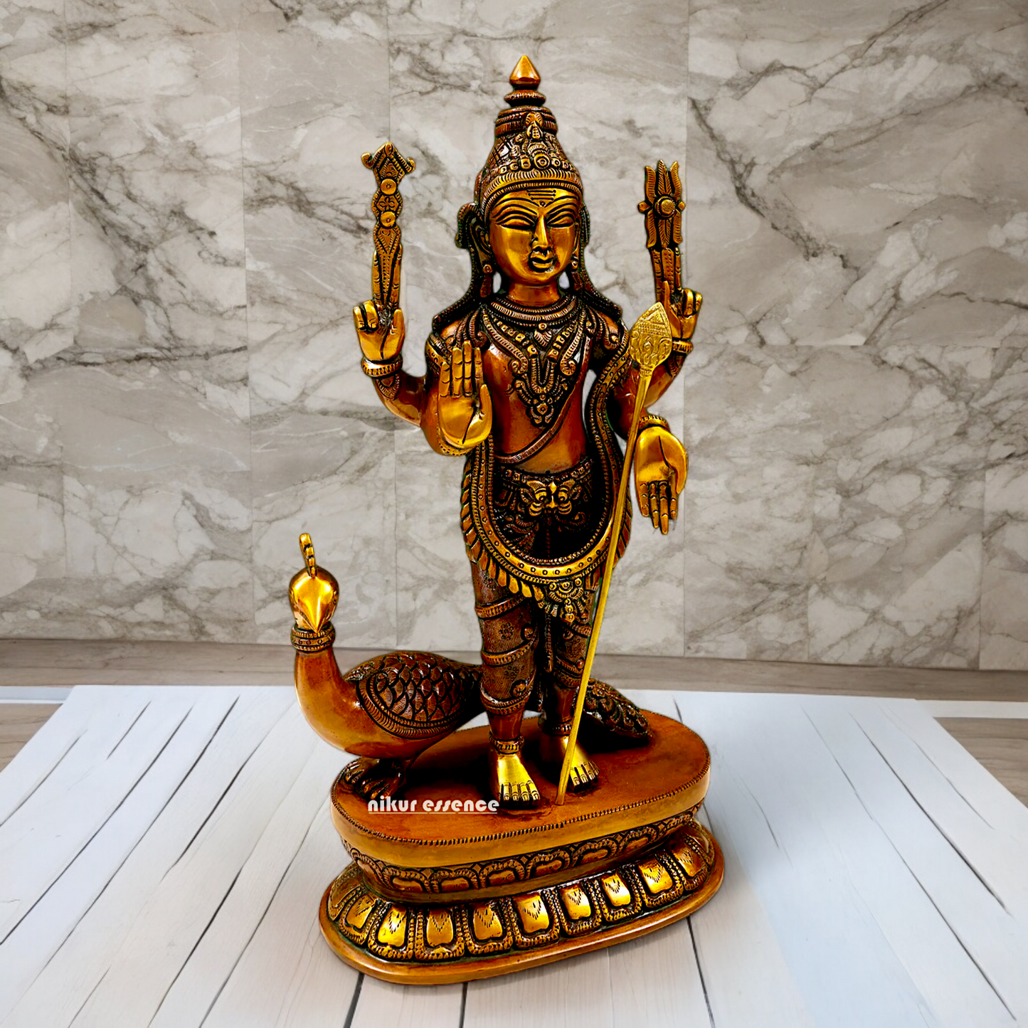 Lord Swamy Murugan Brass Idol - 16.30 inches Nikuressence