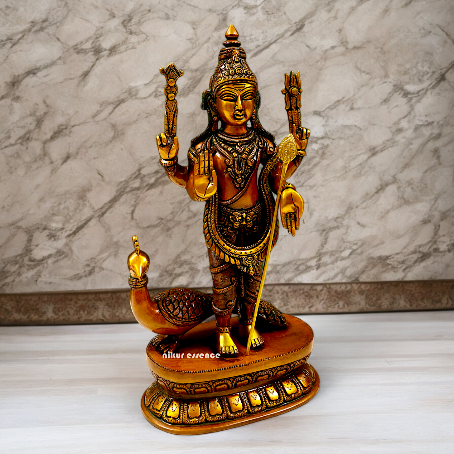 Lord Swamy Murugan Brass Idol - 16.30 inches Nikuressence