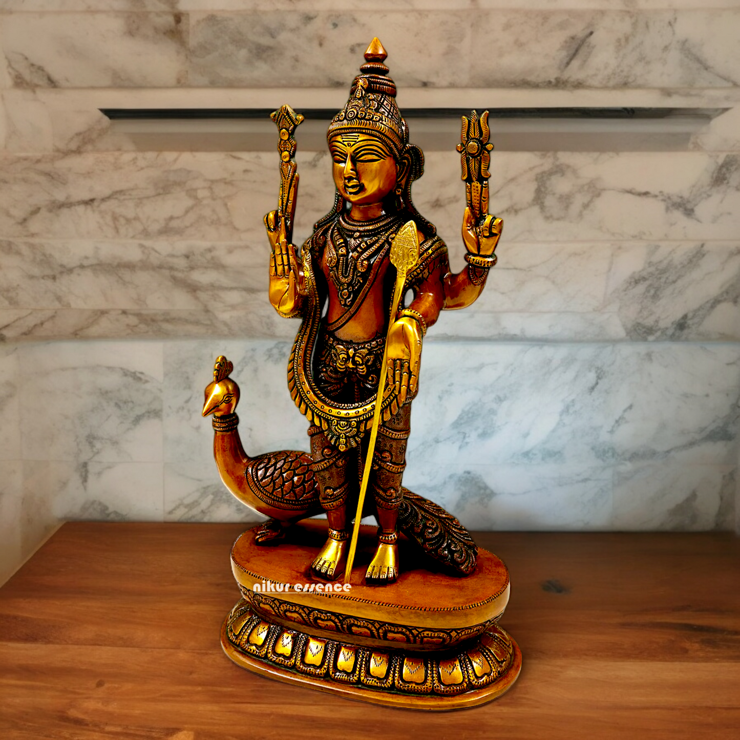 Lord Swamy Murugan Brass Idol - 16.30 inches Nikuressence