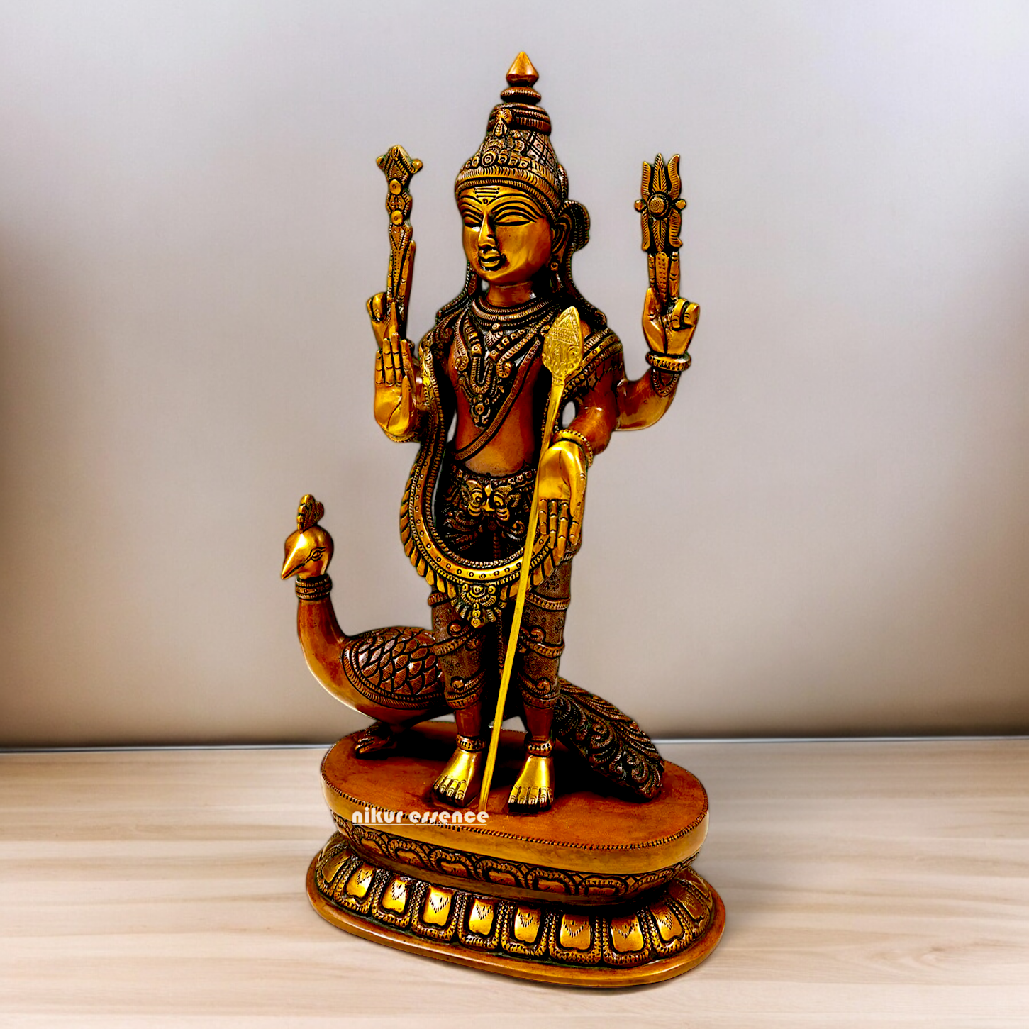 Lord Swamy Murugan Brass Idol - 16.30 inches Nikuressence