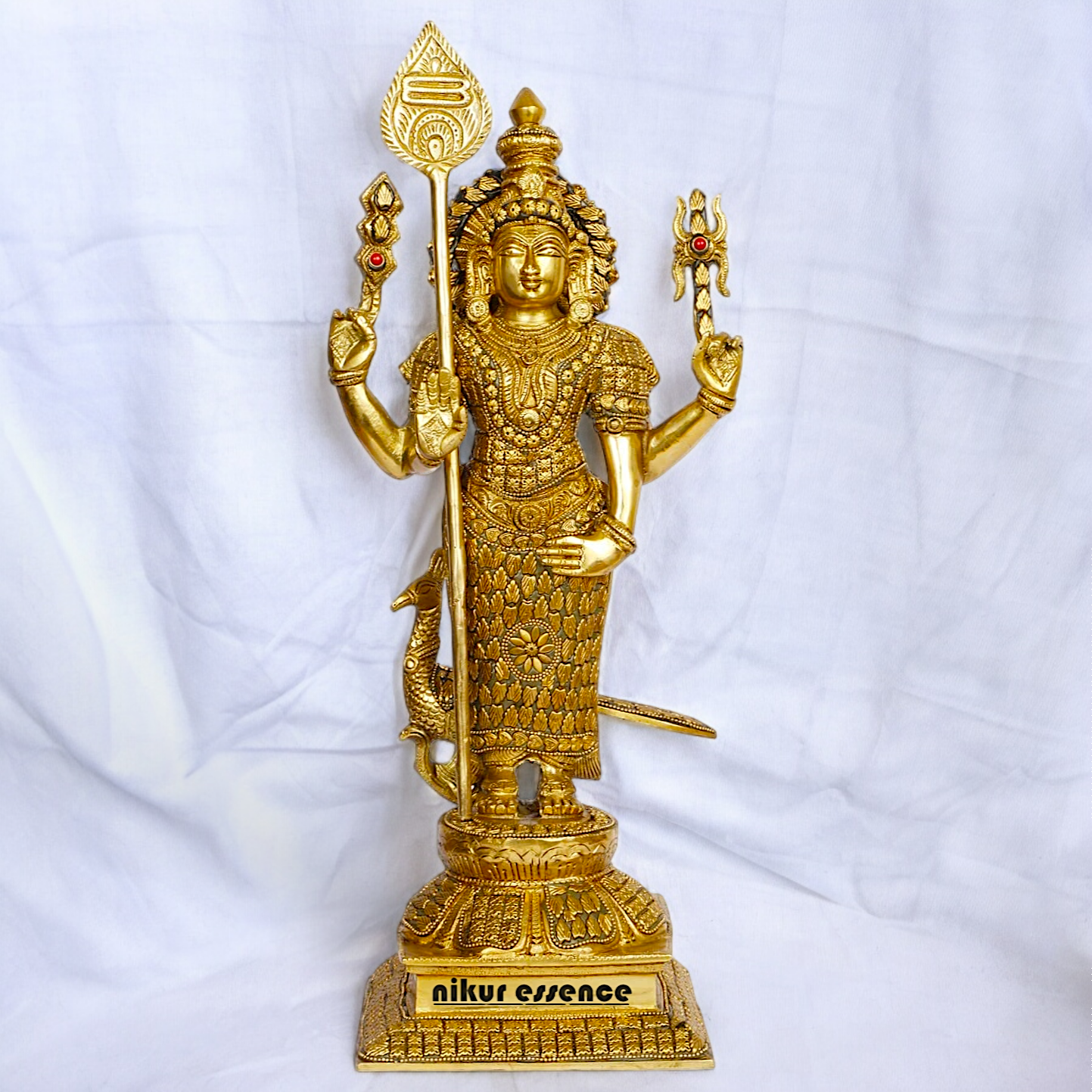 Solid Brass Kartikeya Murugan Swamy Standing with Blessing Idol - 18 inches Nikuressence