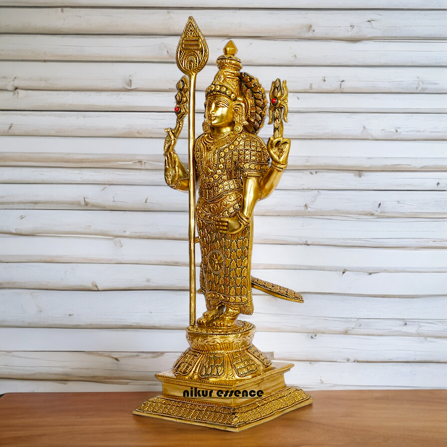 Solid Brass Kartikeya Murugan Swamy Standing with Blessing Idol - 18 inches Nikuressence