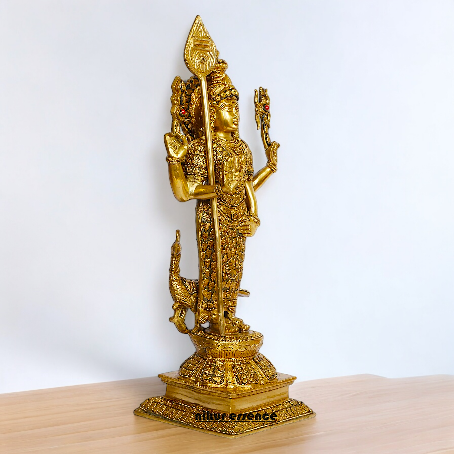 Solid Brass Kartikeya Murugan Swamy Standing with Blessing Idol - 18 inches Nikuressence