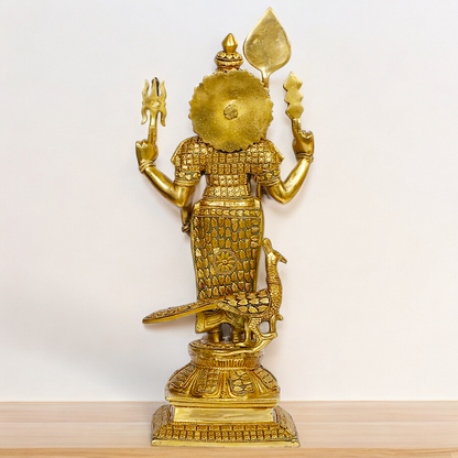 Solid Brass Kartikeya Murugan Swamy Standing with Blessing Idol - 18 inches Nikuressence