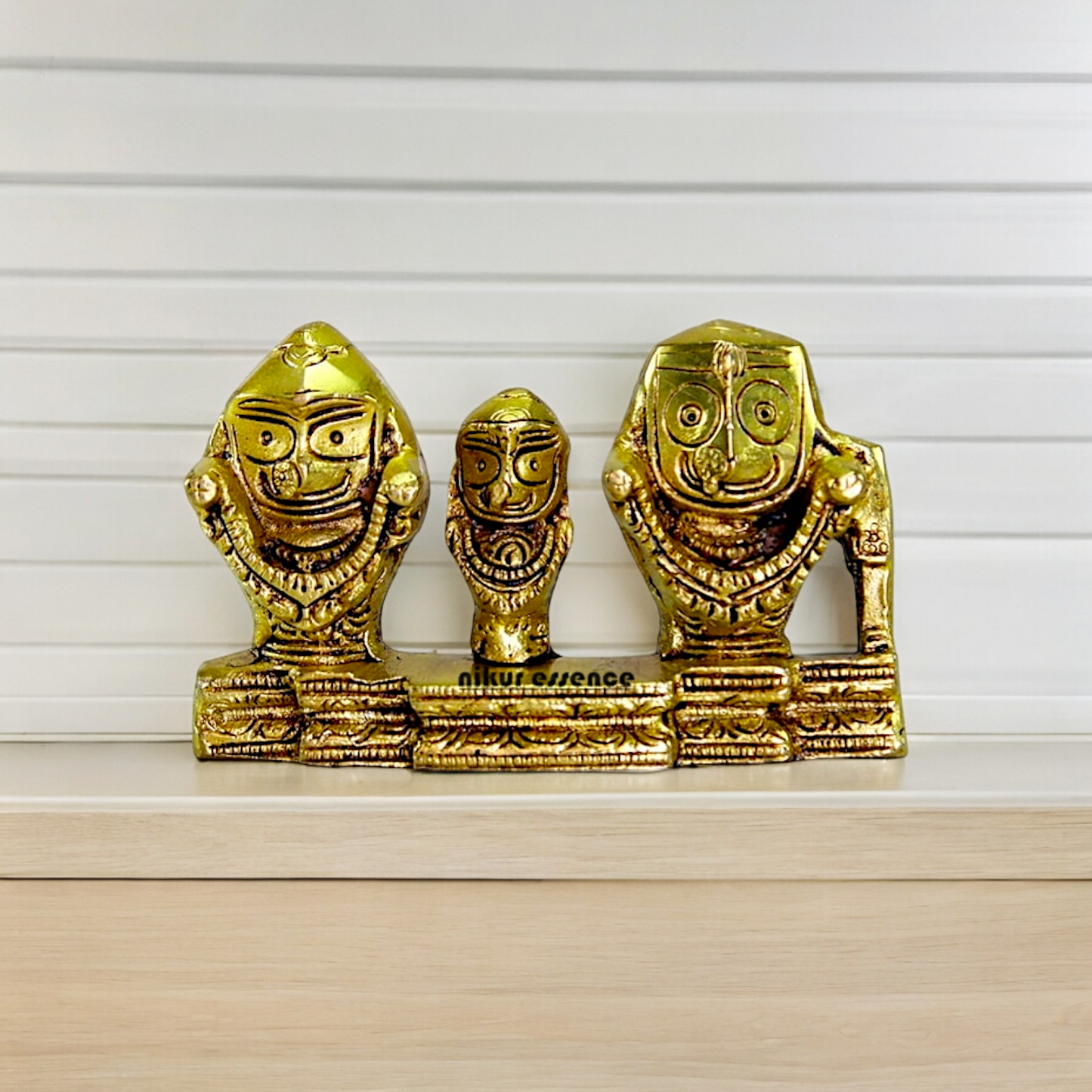 Solid Brass Puri Jagannath Balaram and Subhadra Maa Idol - 5.25 inches Nikuressence