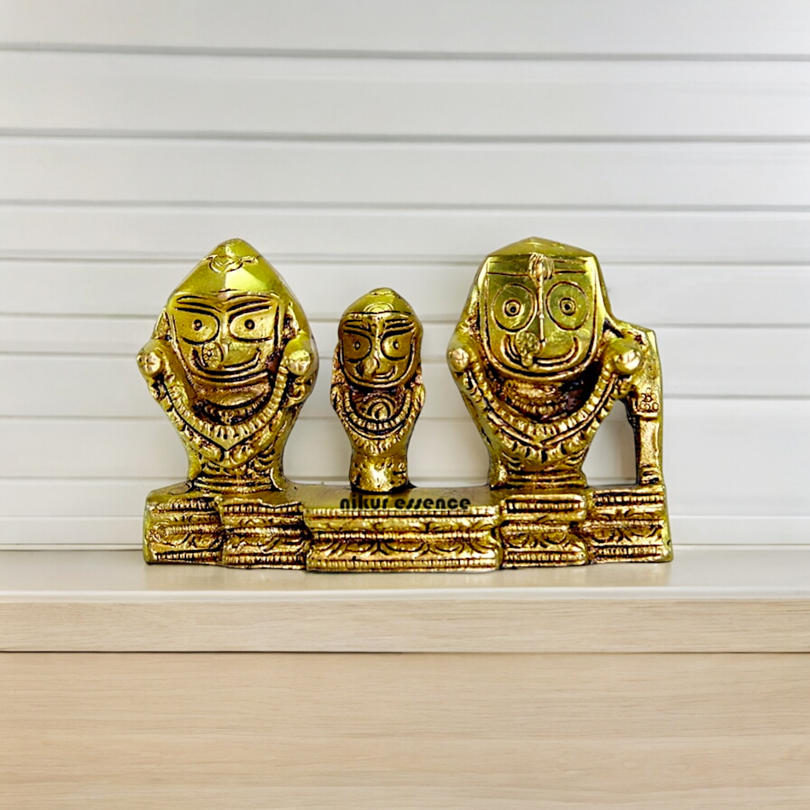 Solid Brass Puri Jagannath Balaram and Subhadra Maa Idol - 5.25 inches Nikuressence