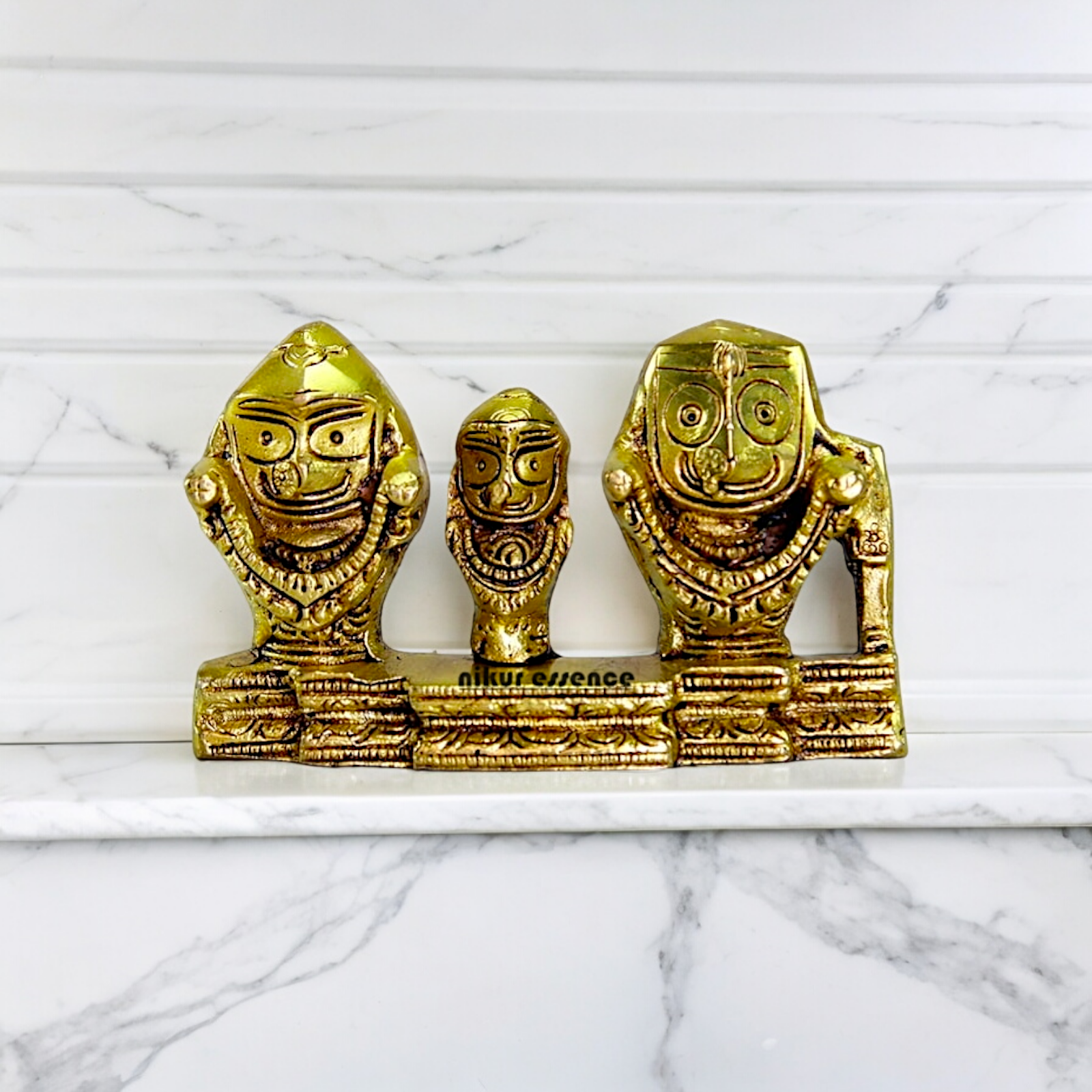Solid Brass Puri Jagannath Balaram and Subhadra Maa Idol - 5.25 inches Nikuressence