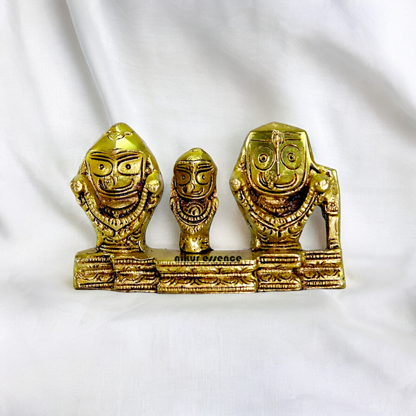 Solid Brass Puri Jagannath Balaram and Subhadra Maa Idol - 5.25 inches Nikuressence