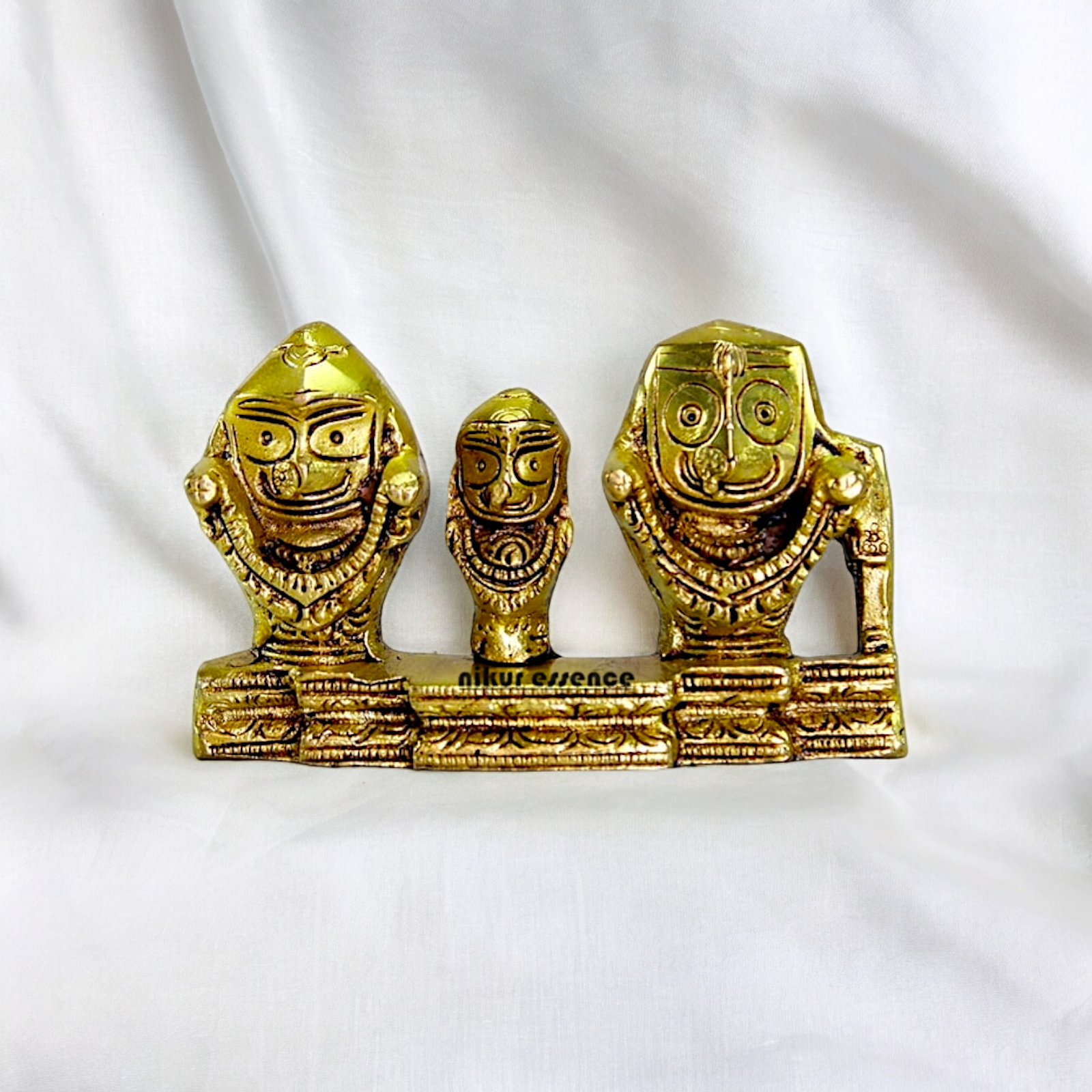 Solid Brass Puri Jagannath Balaram and Subhadra Maa Idol - 5.25 inches Nikuressence