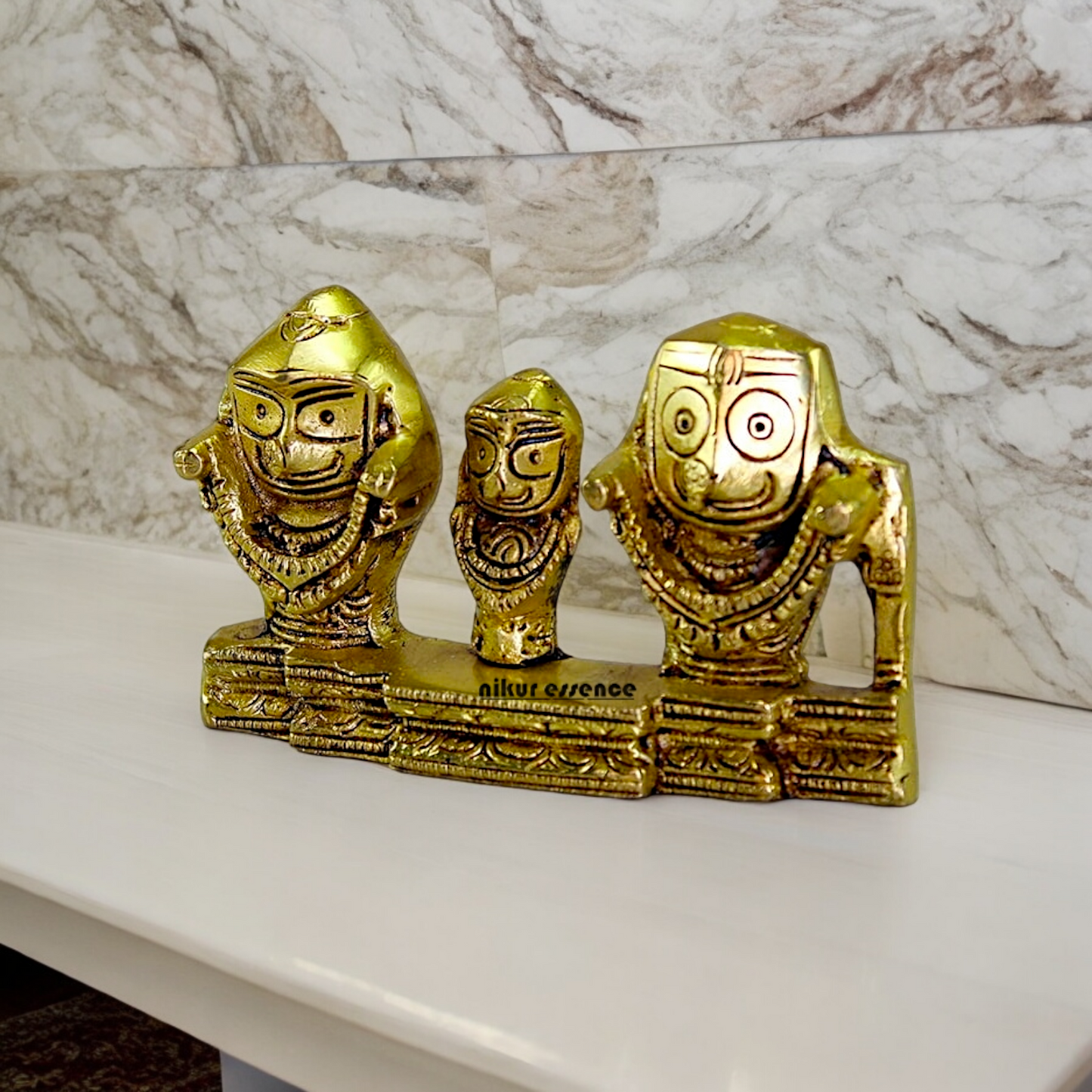 Solid Brass Puri Jagannath Balaram and Subhadra Maa Idol - 5.25 inches Nikuressence