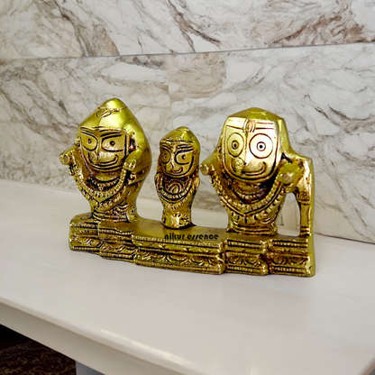 Solid Brass Puri Jagannath Balaram and Subhadra Maa Idol - 5.25 inches Nikuressence