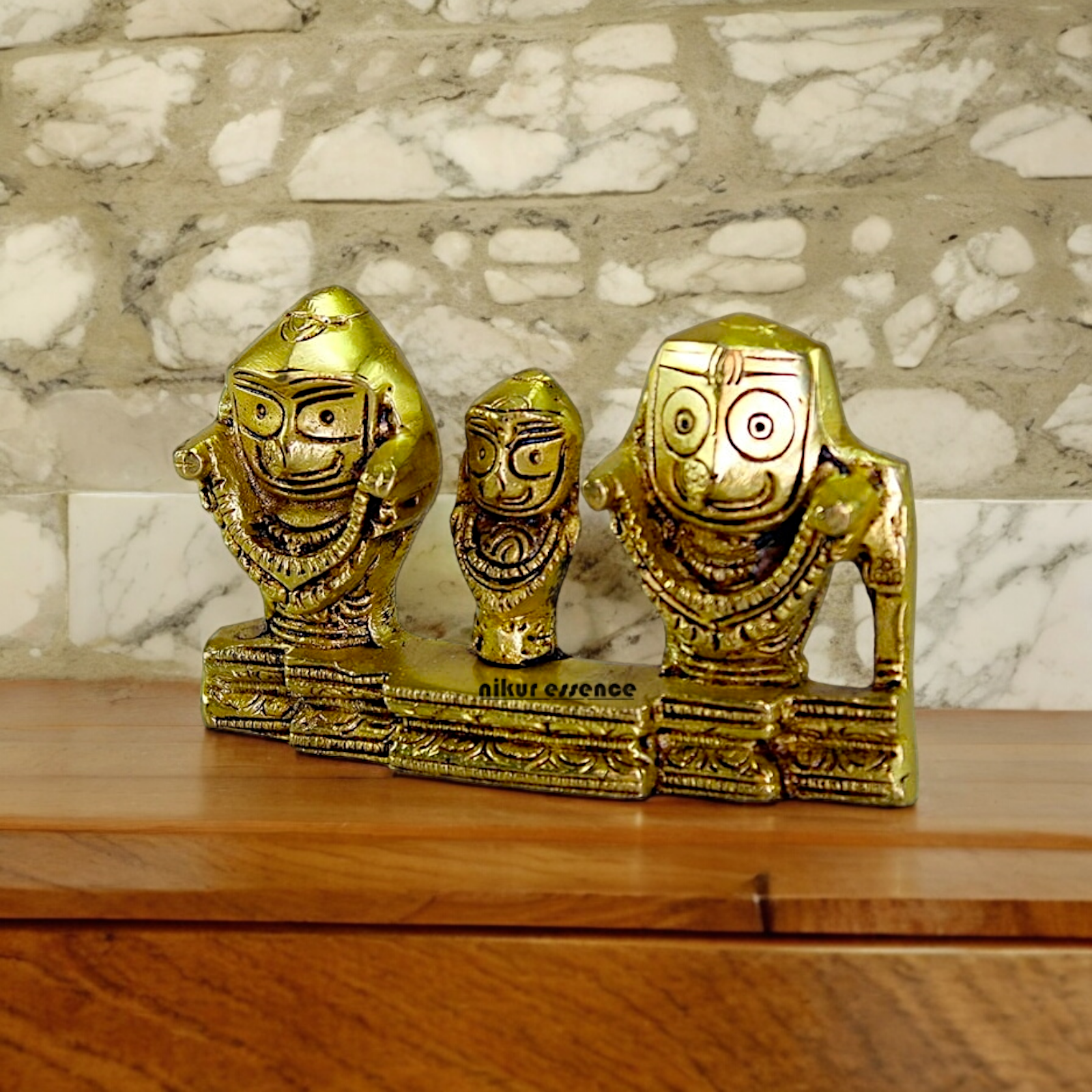 Solid Brass Puri Jagannath Balaram and Subhadra Maa Idol - 5.25 inches Nikuressence