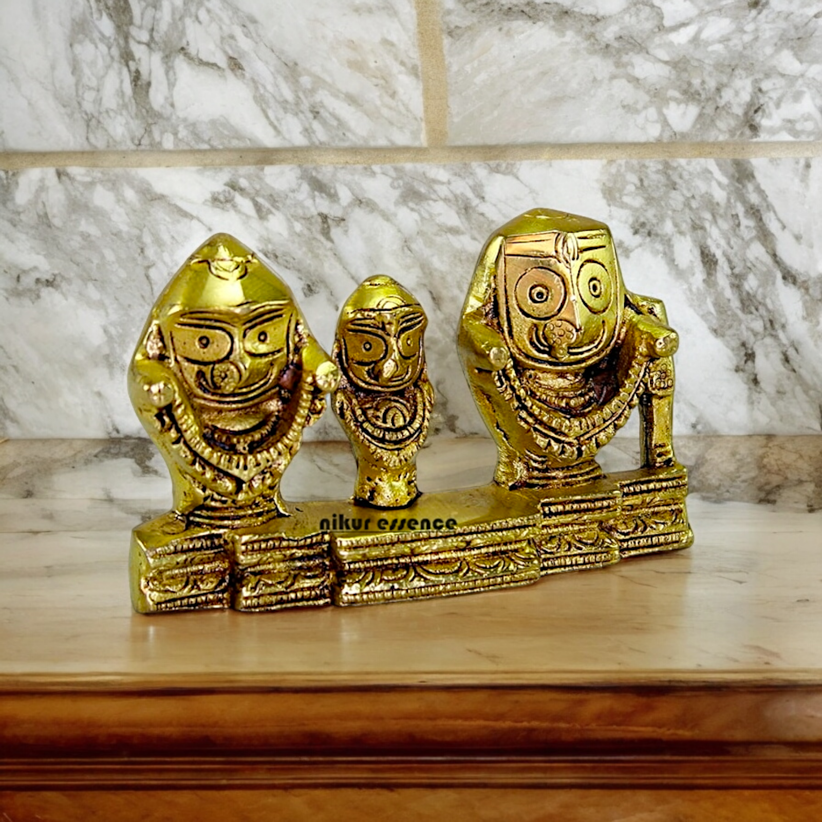 Solid Brass Puri Jagannath Balaram and Subhadra Maa Idol - 5.25 inches Nikuressence
