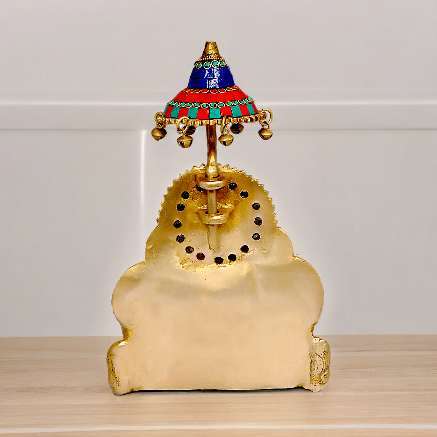 Online Sai Baba Sitting on Singhasan Brass with Stone work idol - 12 Inches Nikuressence