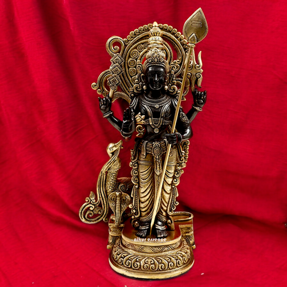 Lord Black Murugan Standing Brass Idol - 21 inches Nikuressence