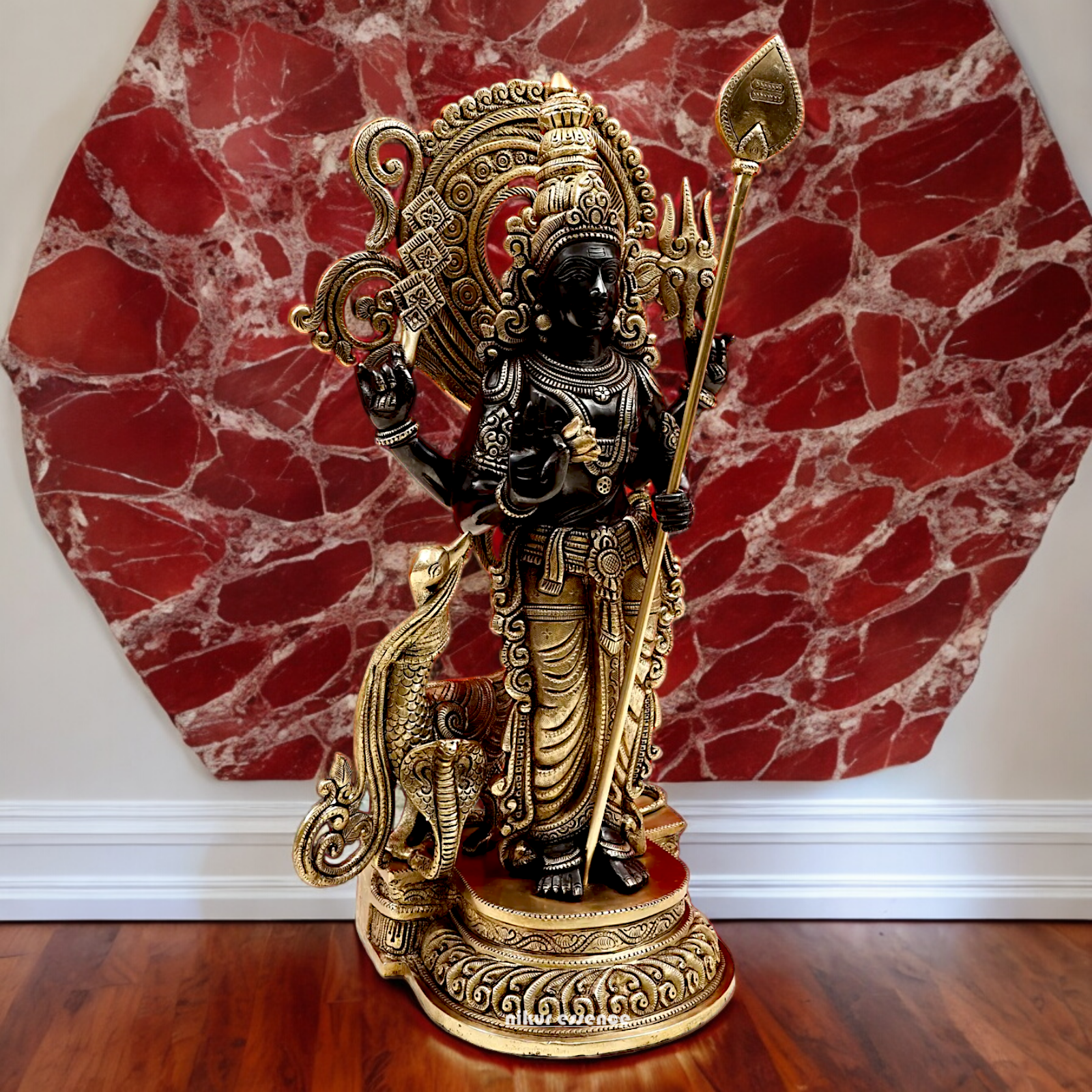 Lord Black Murugan Standing Brass Idol - 21 inches Nikuressence
