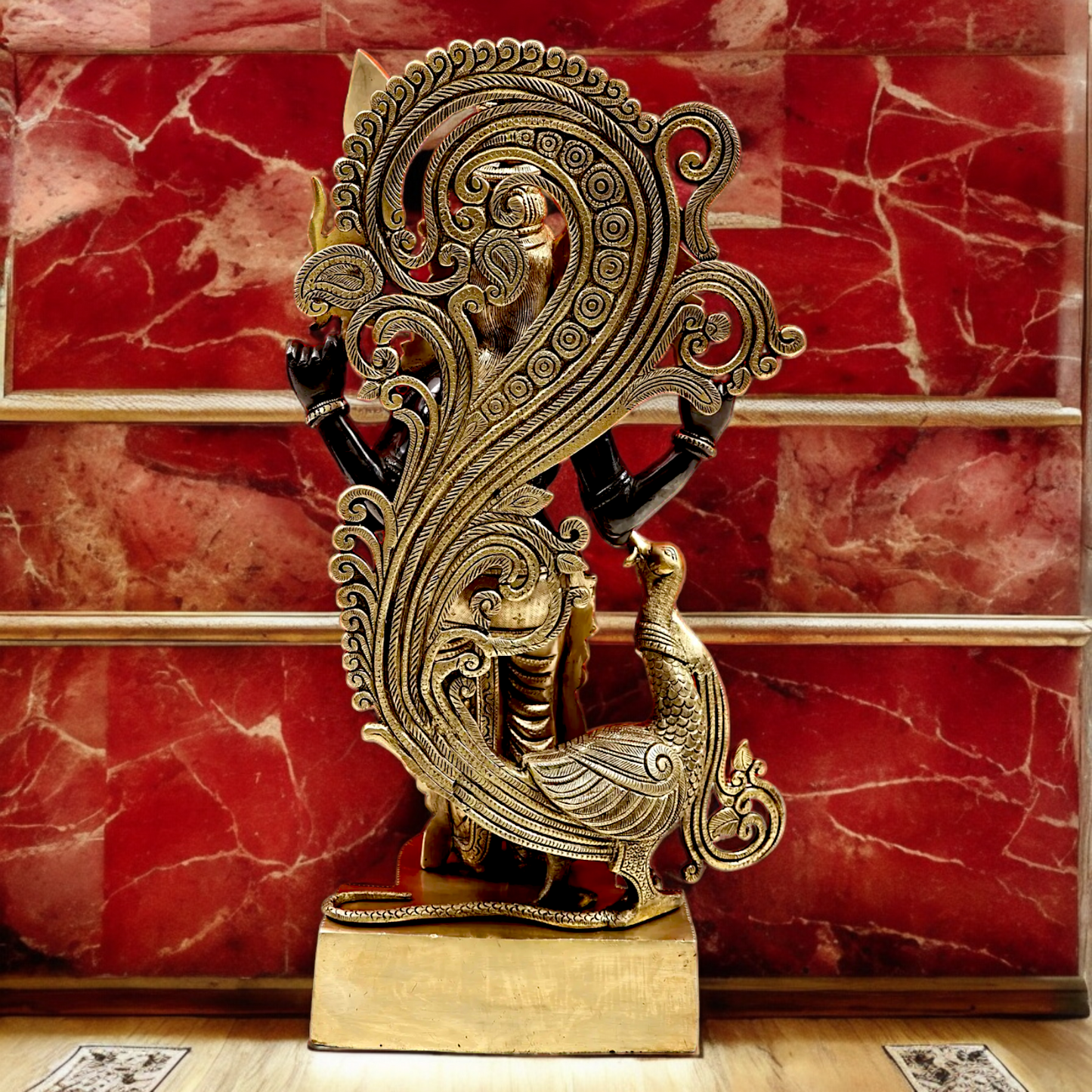 Lord Black Murugan Standing Brass Idol - 21 inches Nikuressence