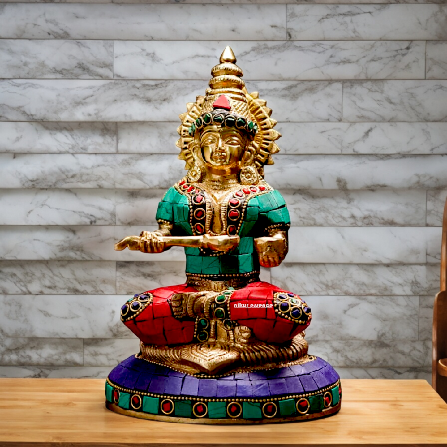 Buy Goddesses Annapoorna Brass idol with Stone Work - 7.7 inches Nikuressence