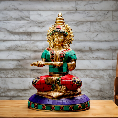 Buy Goddesses Annapoorna Brass idol with Stone Work - 7.7 inches Nikuressence