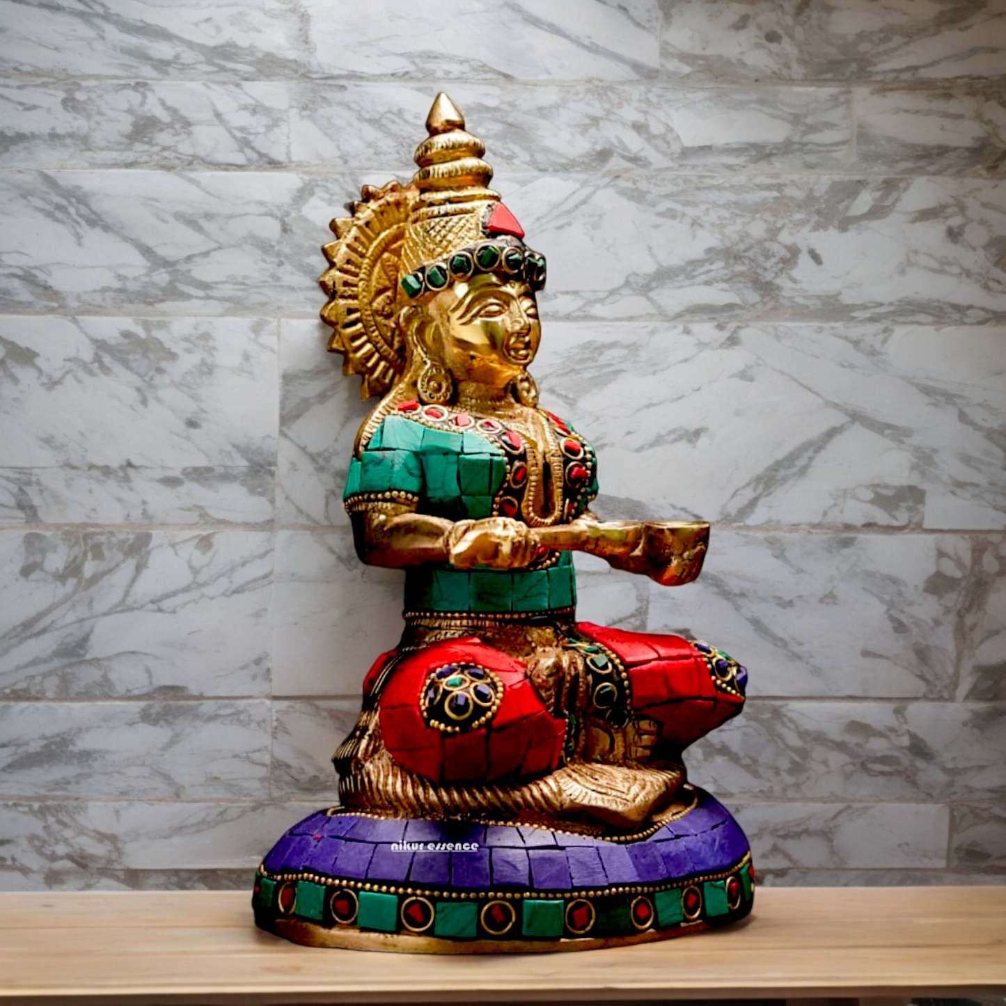 Buy Goddesses Annapoorna Brass idol with Stone Work - 7.7 inches Nikuressence