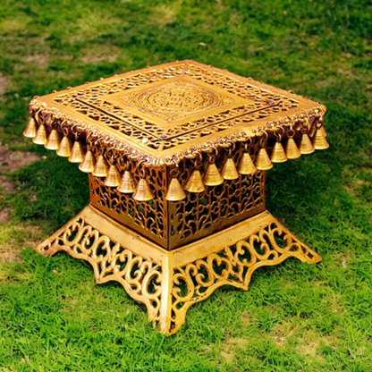 Large solid Braas chowki with Bells Ghungroo - 12 Inches Nikuressence