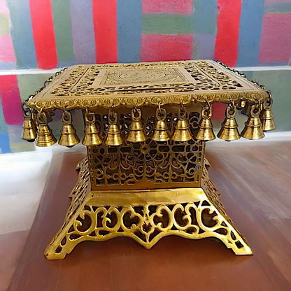 Large solid Braas chowki with Bells Ghungroo - 12 Inches Nikuressence