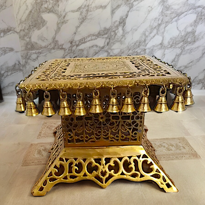 Large solid Braas chowki with Bells Ghungroo - 12 Inches Nikuressence