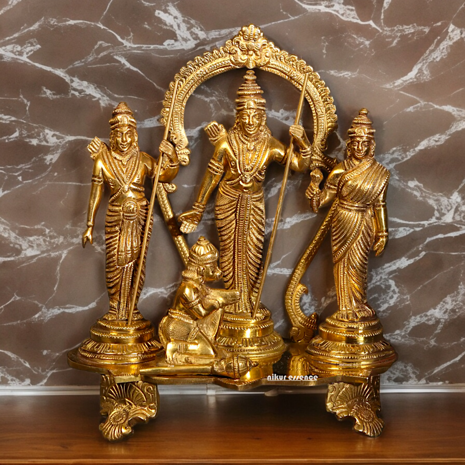 Solid Brass Ram Darbar Singhasan Idol - 7 inches Nikuressence