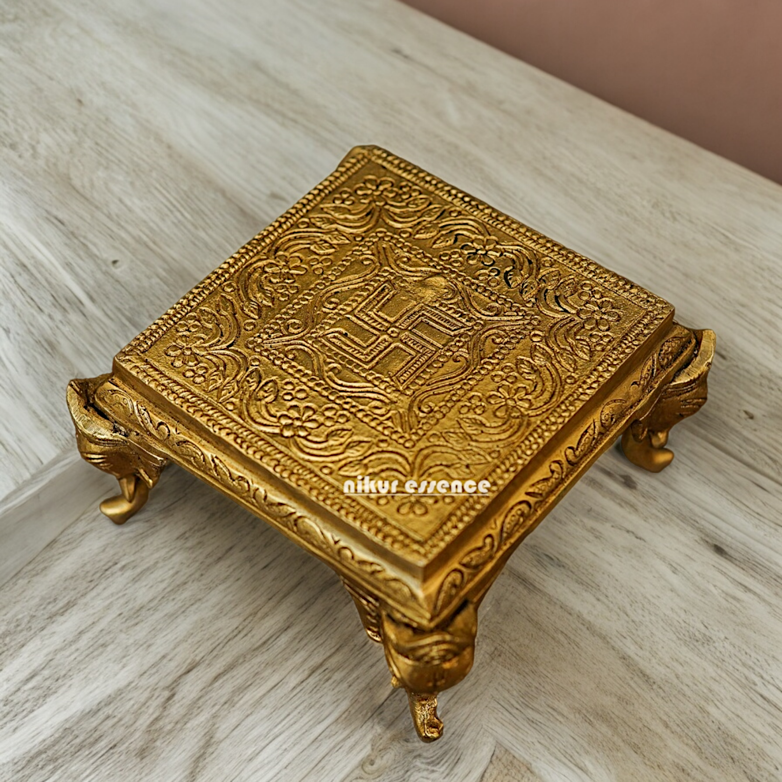 Buy Pooja Chowki Solid Brass - 5.11 inches Nikuressence