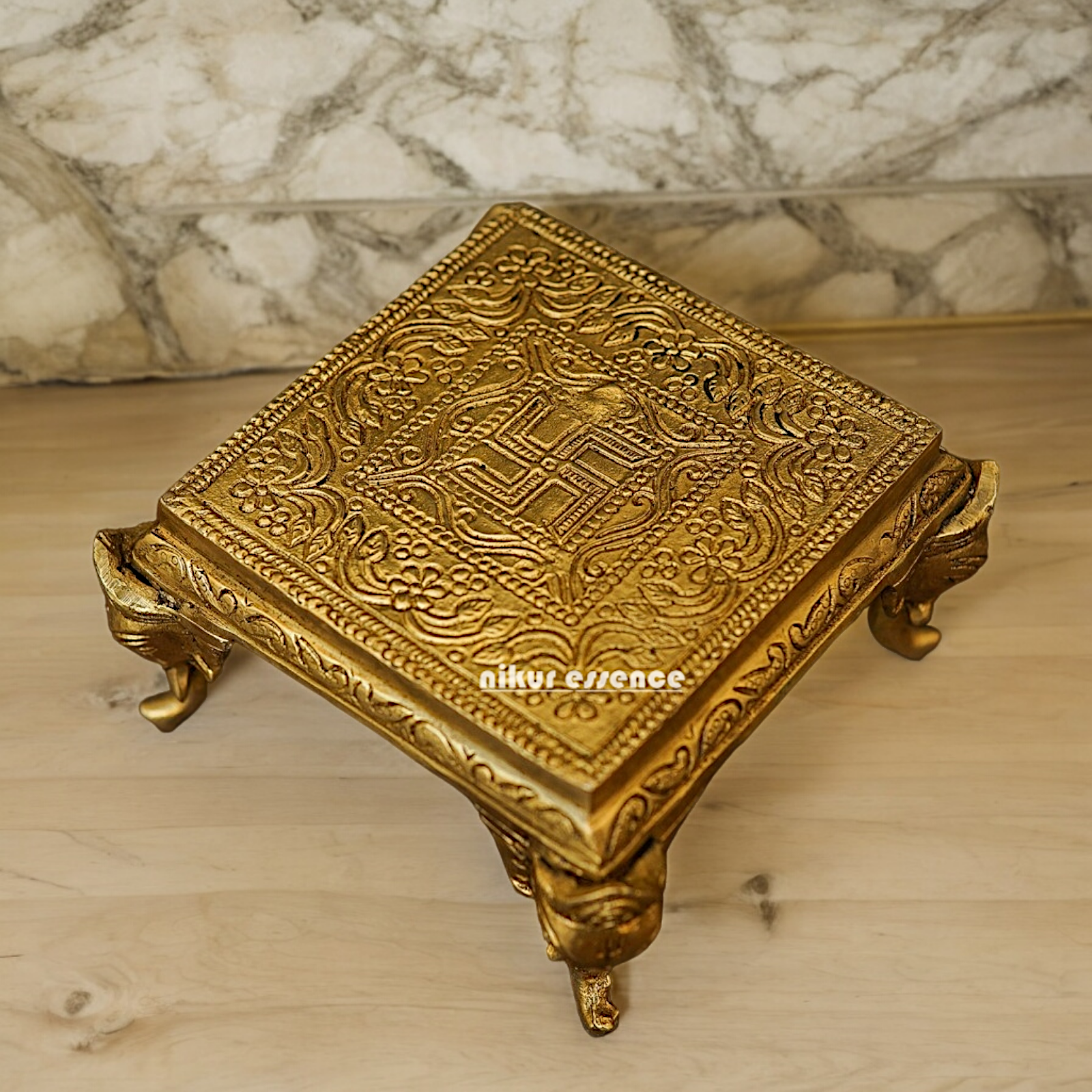 Buy Pooja Chowki Solid Brass - 5.11 inches Nikuressence