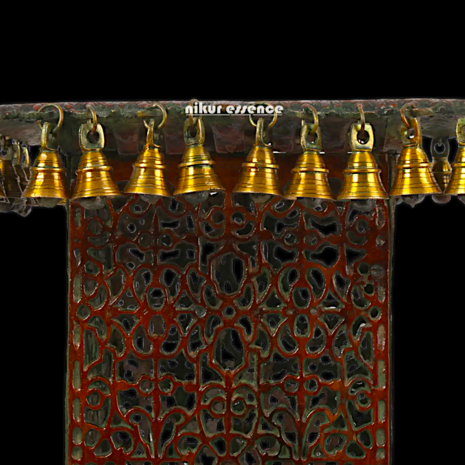 Big Chowki Table Stool with Bells Ghungroo Brass - 20 inches Nikuressence