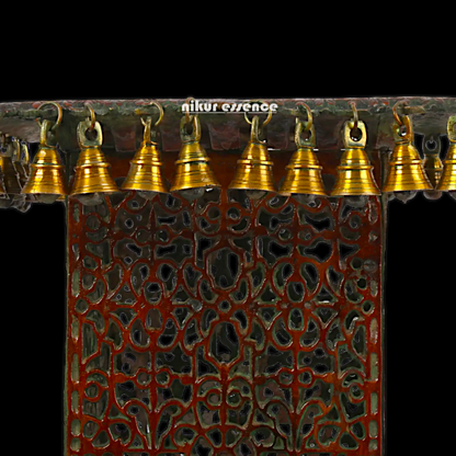 Big Chowki Table Stool with Bells Ghungroo Brass - 20 inches Nikuressence