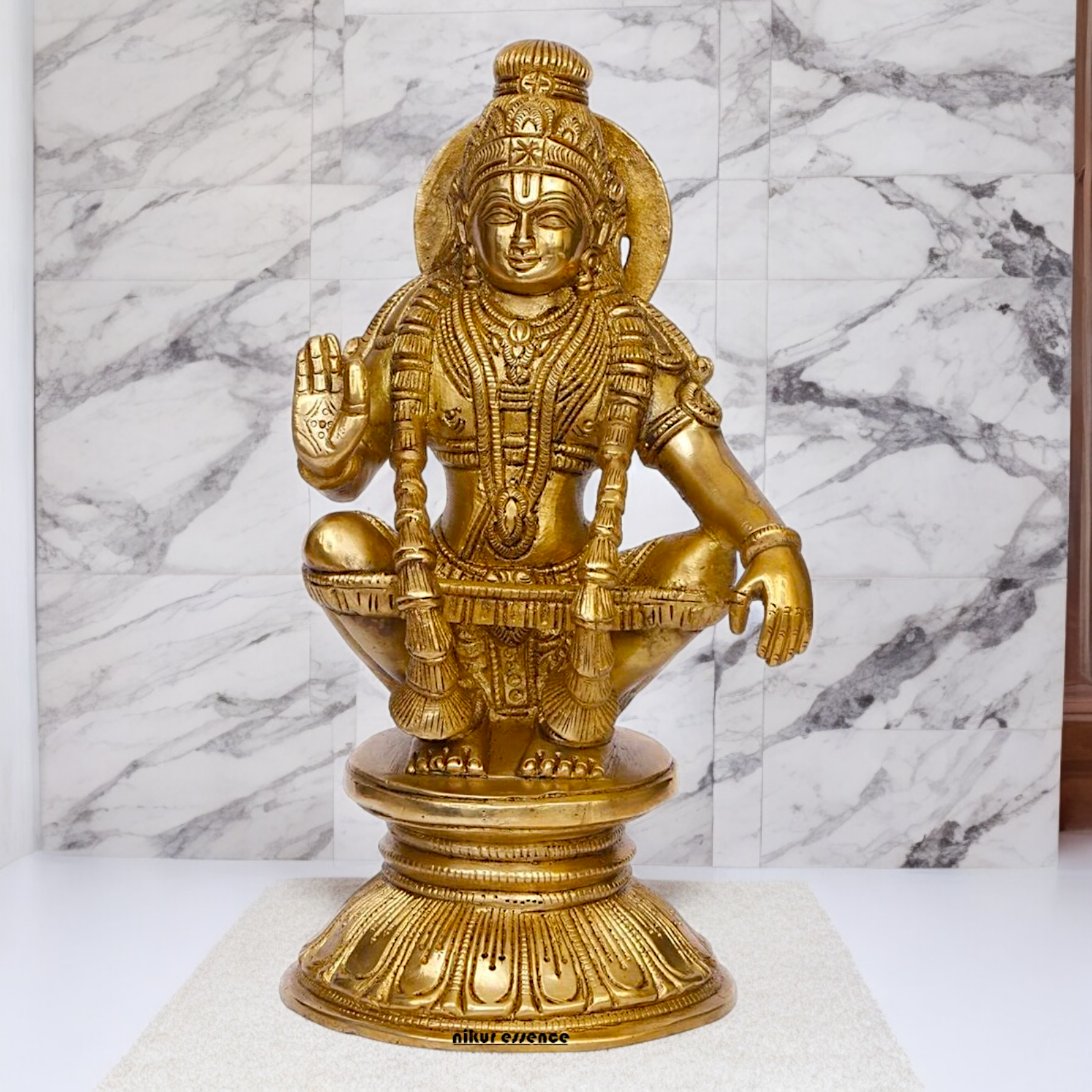 Solid Brass Ayyappan/Ayyappa Swamy Murugan Idol - 8.5 inch Nikuressence