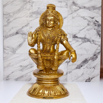 Solid Brass Ayyappan/Ayyappa Swamy Murugan Idol - 8.5 inch Nikuressence