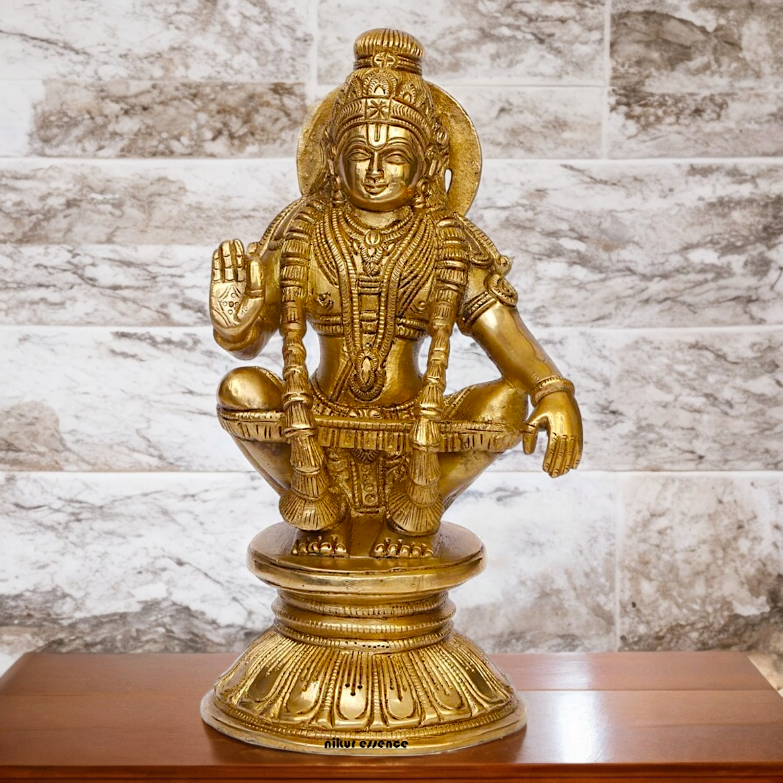 Solid Brass Ayyappan/Ayyappa Swamy Murugan Idol - 8.5 inch Nikuressence