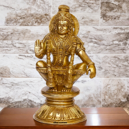 Solid Brass Ayyappan/Ayyappa Swamy Murugan Idol - 8.5 inch Nikuressence
