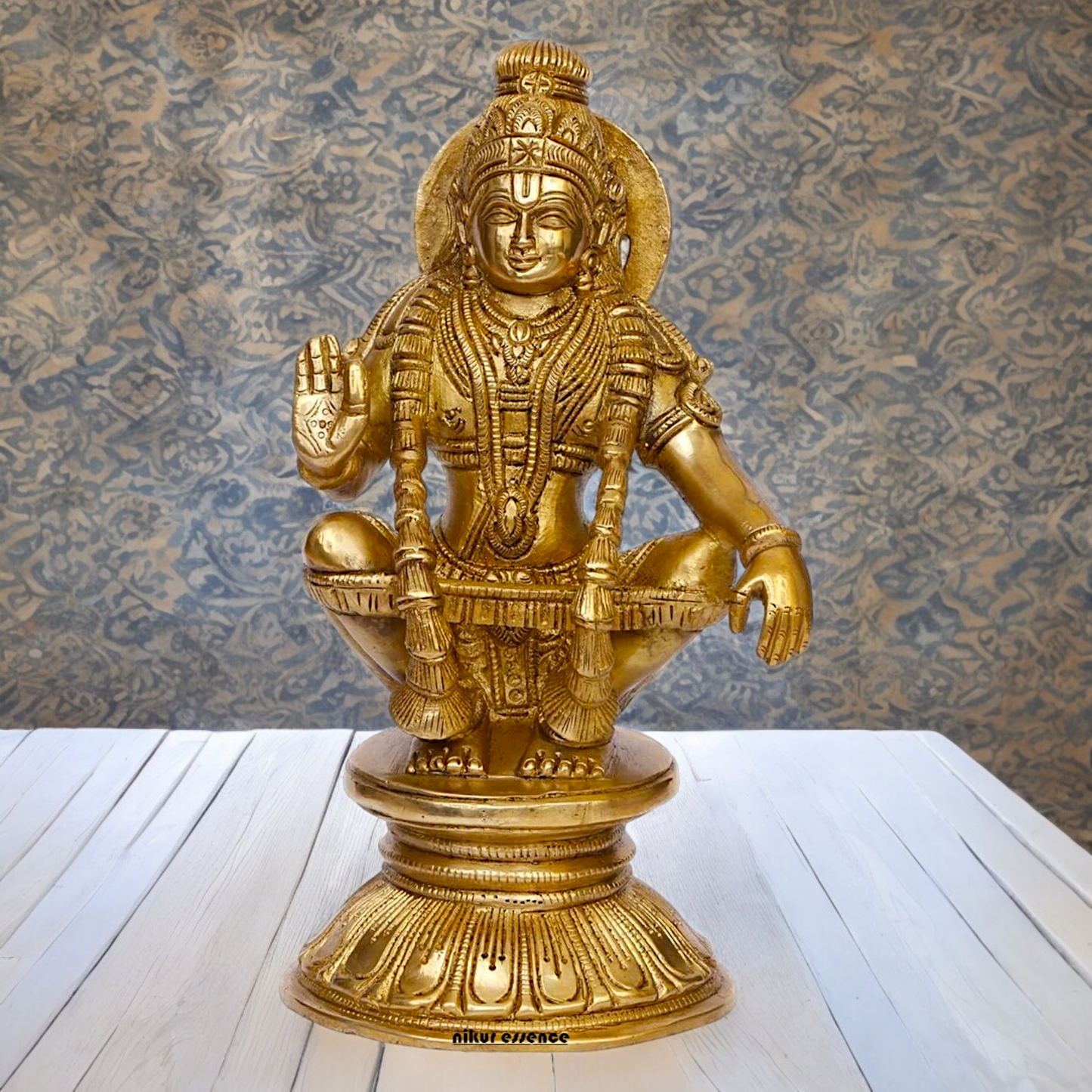 Solid Brass Ayyappan/Ayyappa Swamy Murugan Idol - 8.5 inch Nikuressence