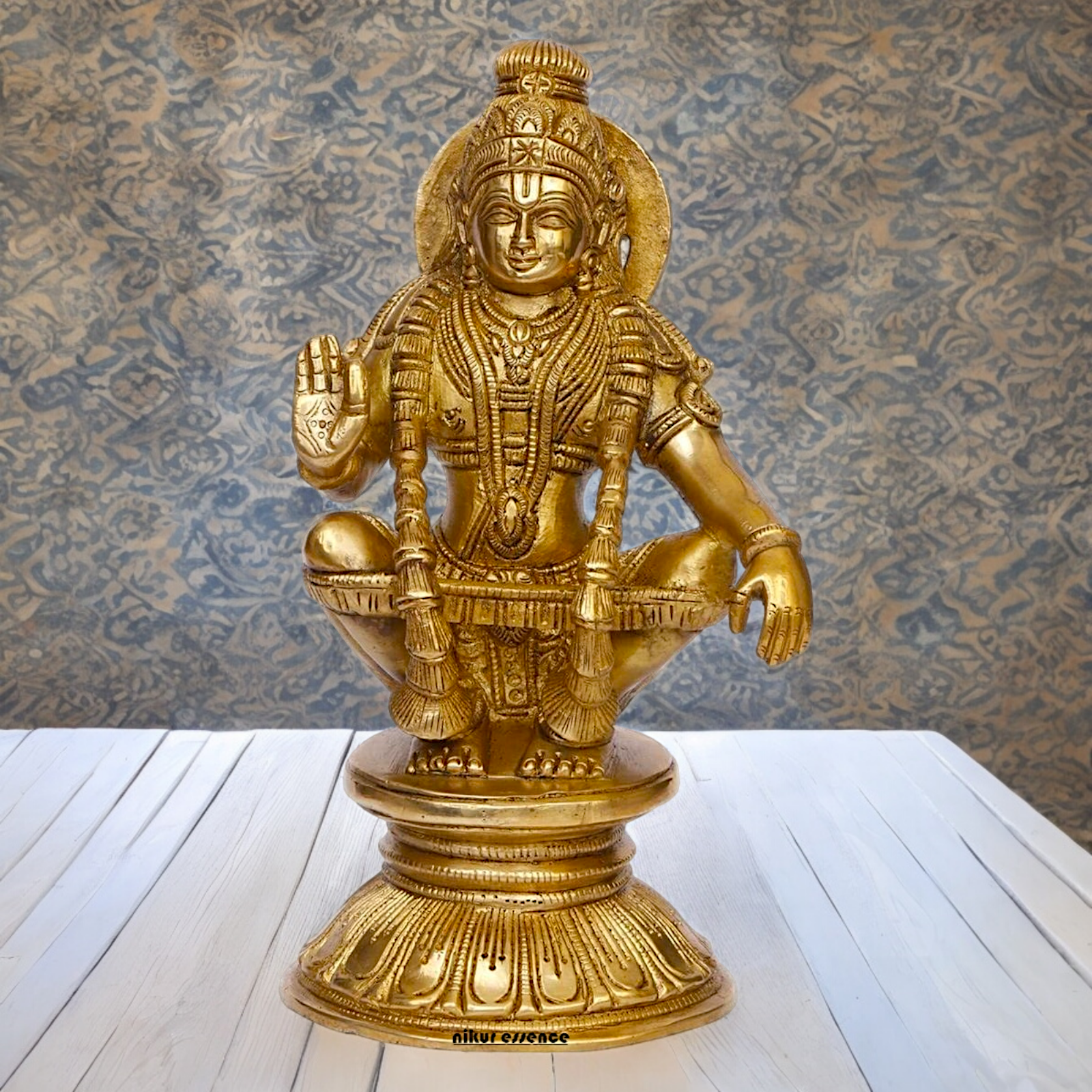 Solid Brass Ayyappan/Ayyappa Swamy Murugan Idol - 8.5 inch Nikuressence