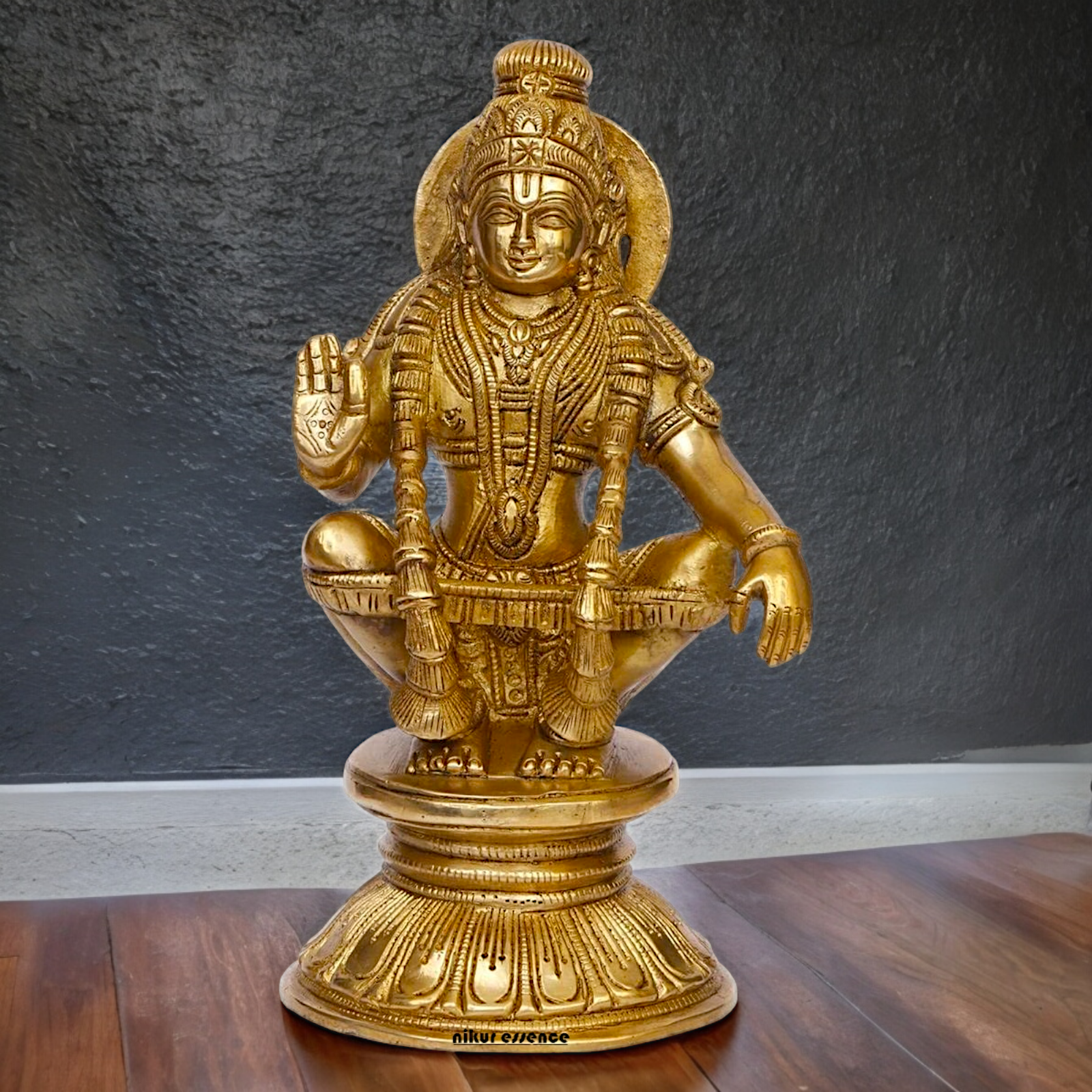 Solid Brass Ayyappan/Ayyappa Swamy Murugan Idol - 8.5 inch Nikuressence