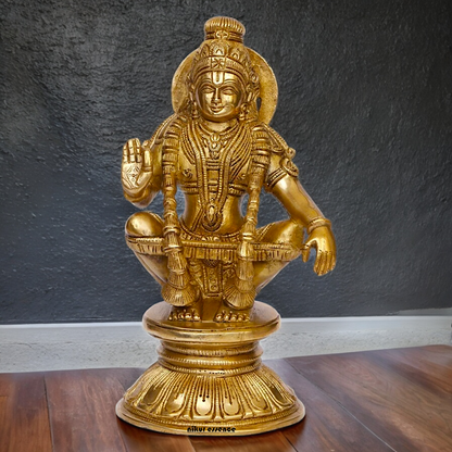 Solid Brass Ayyappan/Ayyappa Swamy Murugan Idol - 8.5 inch Nikuressence