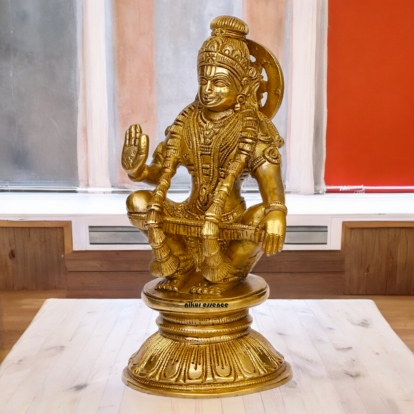 Solid Brass Ayyappan/Ayyappa Swamy Murugan Idol - 8.5 inch Nikuressence