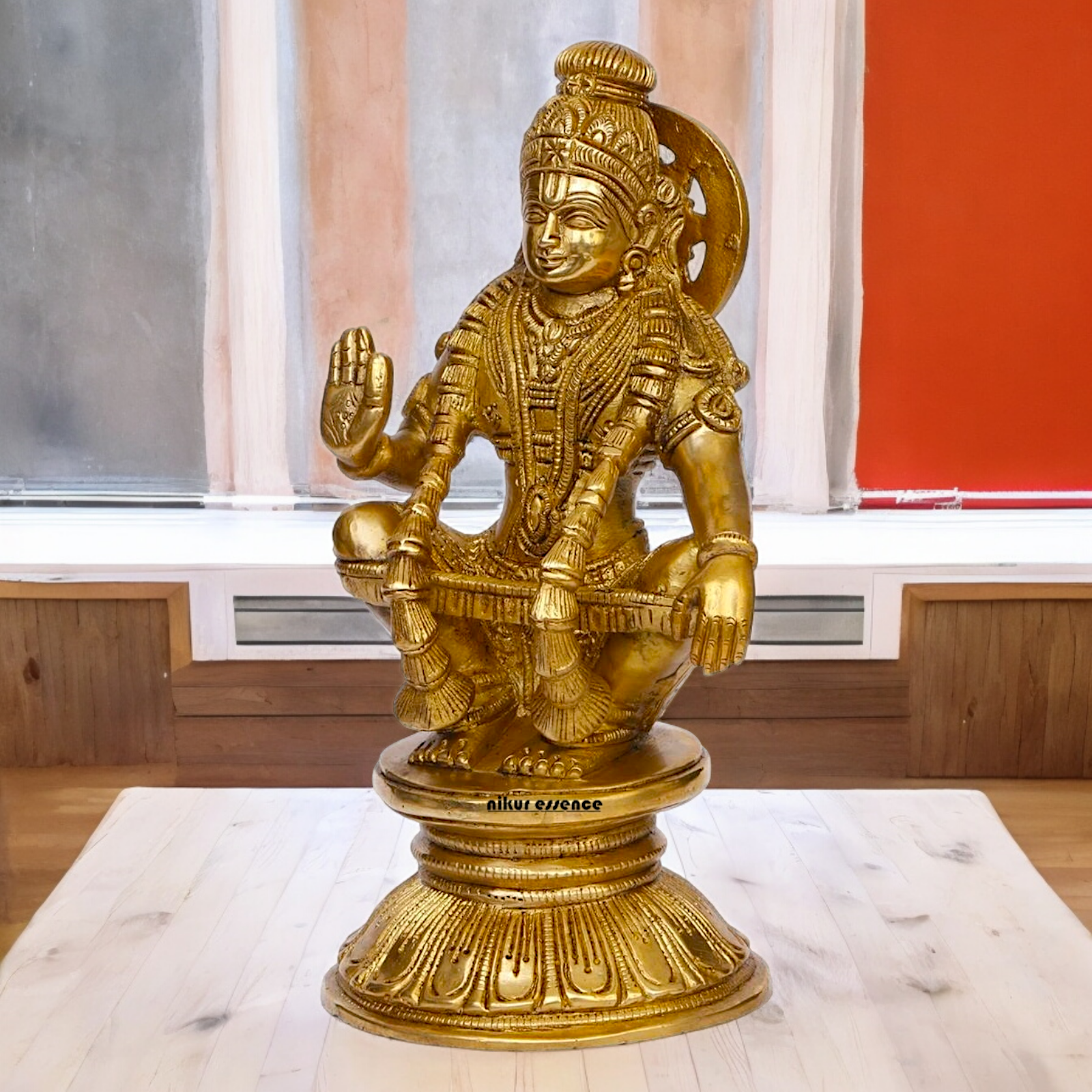 Solid Brass Ayyappan/Ayyappa Swamy Murugan Idol - 8.5 inch Nikuressence