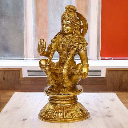 Solid Brass Ayyappan/Ayyappa Swamy Murugan Idol - 8.5 inch Nikuressence