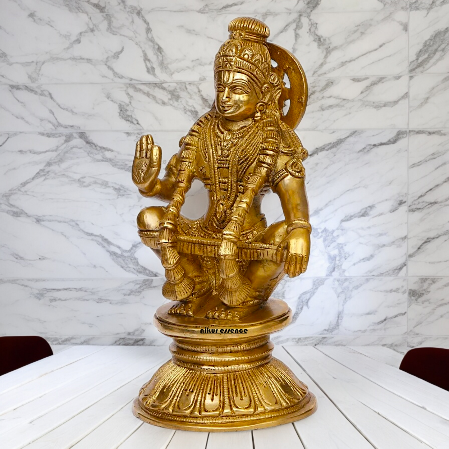 Solid Brass Ayyappan/Ayyappa Swamy Murugan Idol - 8.5 inch Nikuressence