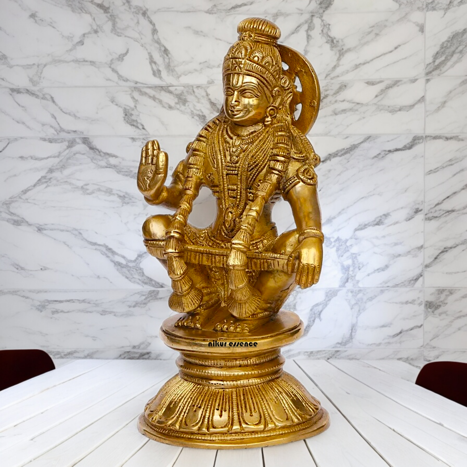 Solid Brass Ayyappan/Ayyappa Swamy Murugan Idol - 8.5 inch Nikuressence