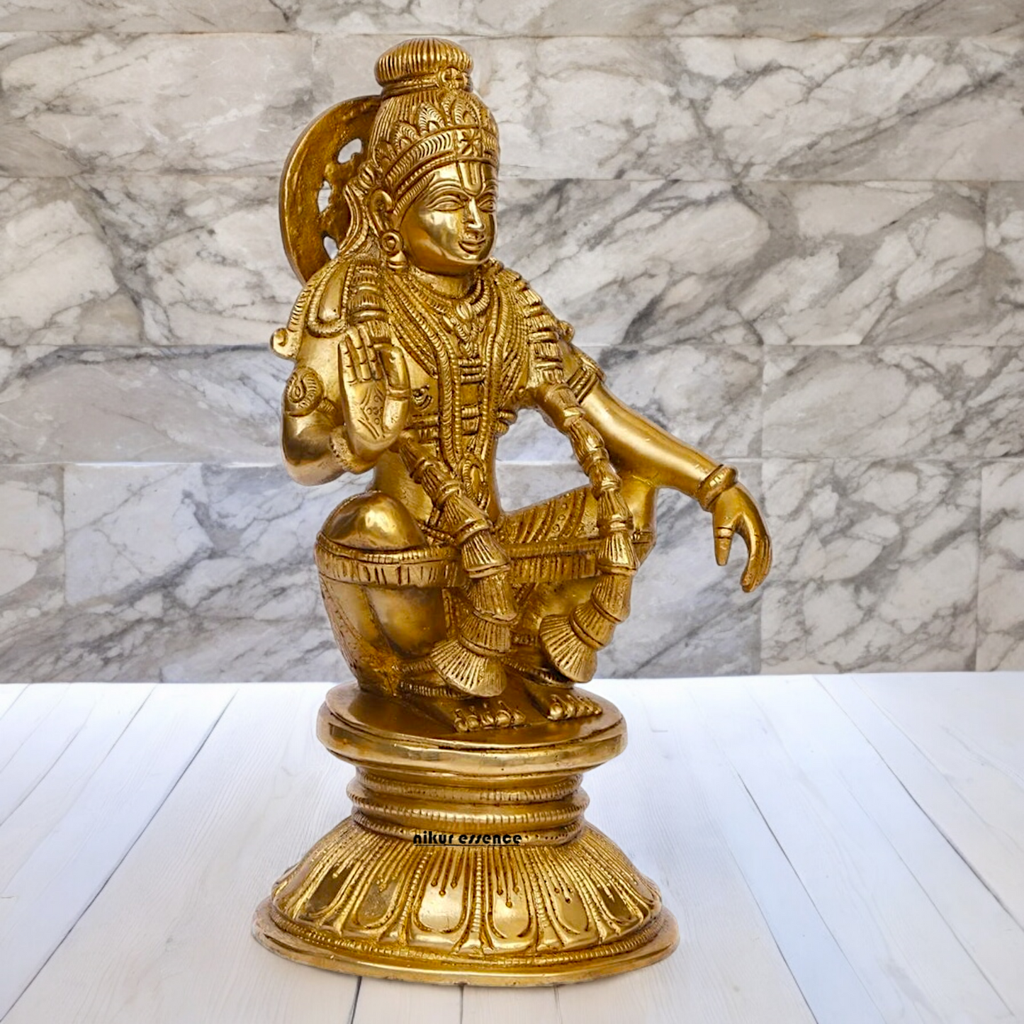 Solid Brass Ayyappan/Ayyappa Swamy Murugan Idol - 8.5 inch Nikuressence